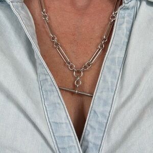 Antique Silver Albert Watch Chain and Silver with Rose Gold Crest Fob